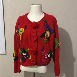 Michael Simon Vintage Clowns Circus Cardigan Sweater 3D